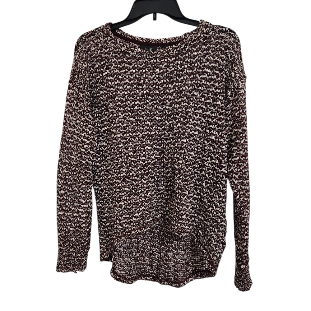 Apt. 9 Crew Neck Open Knit High Low Sweater Women's XS Maroon White Glitter